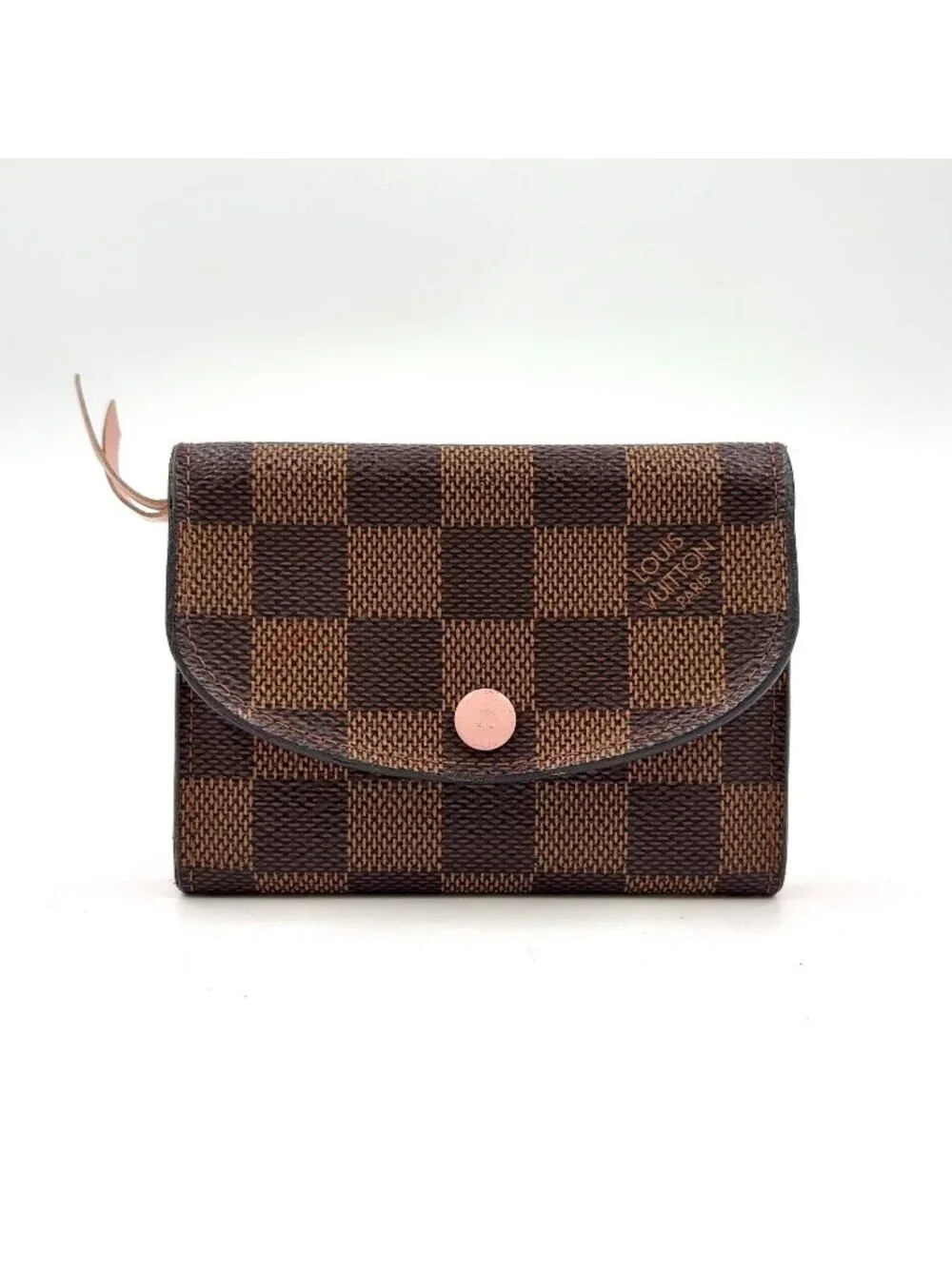 Louis Vuitton Porte-Monnaie Rosalie Damier Ebene Rose Ballerine Leather Brown